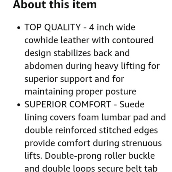 Valeo Leather Padded 4 Inch Weightlifting Belt Unisex Size S - Picture 4 of 5